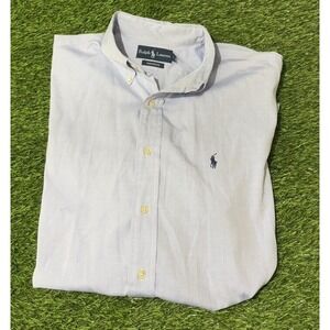 Ralph‎ Lauren Yarmouth  Shirt Blue Solid  Size 16.5 (34/35) Watch Pics For measu
